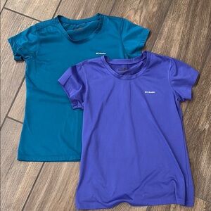 2 Columbia Women’s Omni Wick Teal and Purple T-Shirts